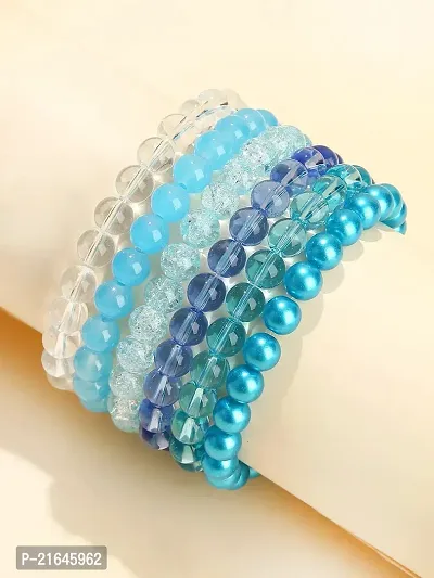 Beautiful Multicoloured Glass Beaded Bracelet For Women Pack Of 6
