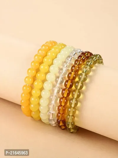 Beautiful Multicoloured Glass Beaded Bracelet For Women Pack Of 6-thumb0