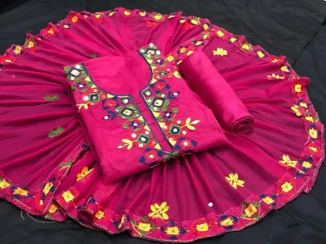 Trendy Women's Chanderi SIlk Dress Material with Dupatta