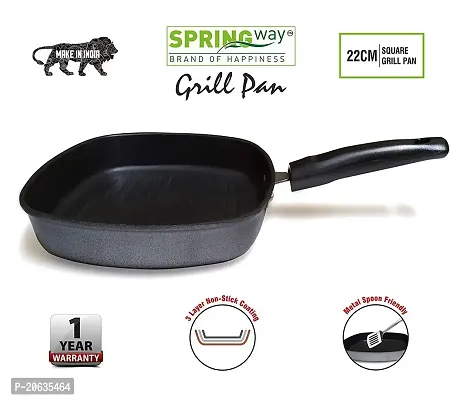 SPRINGWAY - Brand of Happiness? | Non Stick Aluminium Grill Pan 22cm, Black, 1 Piece-thumb2