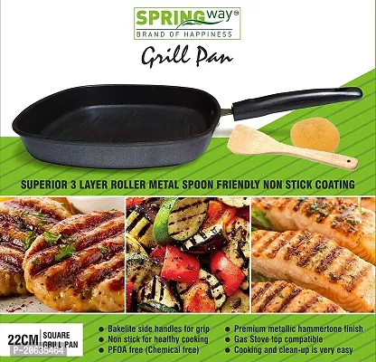 SPRINGWAY - Brand of Happiness? | Non Stick Aluminium Grill Pan 22cm, Black, 1 Piece-thumb4