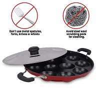 Selectpro Non Stick Appam Pan 12 Cups Appam Maker Appam Patra Paniyaram Pancake Pastry Pan Appachetty with 2 Side Handle and Stainless Steel Lid-thumb2