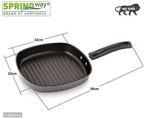 SPRINGWAY - Brand of Happiness? | Non Stick Aluminium Grill Pan 22cm, Black, 1 Piece-thumb5