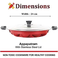 Wheel Crew 12 Cavities Non Stick Appam Patra with Lid | Aluminum Appam Pan | Cake Maker (Paniyarrakal/Paniyaram) - Red-thumb1