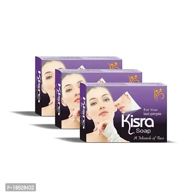 Kisra Pimple Care Soap for Acne, Pimple, Sun Tan, Blemishes, Fine Lines, Darkspots - 75gm (pack of 3)