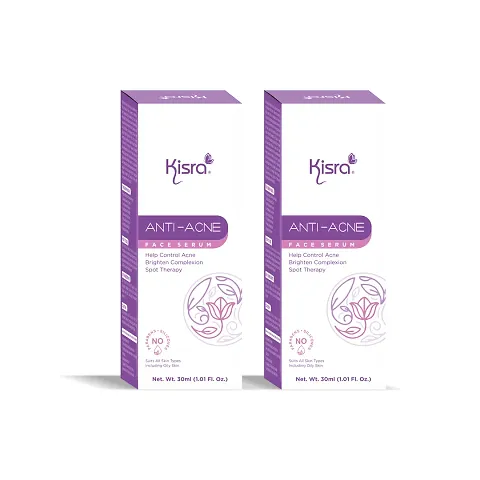 Kisra Anti-Acne Face Serum for Acne, Acne Marks, Blemishes  Oil Balancing with Neem Extract  2% Salicylic Acid | For both Men  Women | 30ml [Pack of 2]