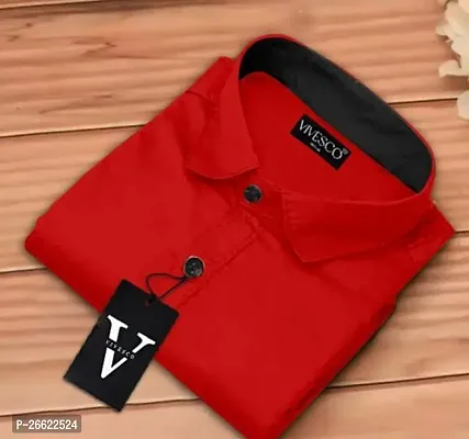 Comfortable Red Cotton Blend Long Sleeve Shirt For Men