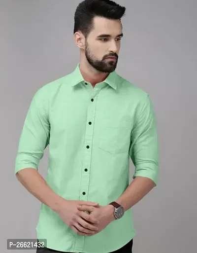 Reliable Green Cotton Long Sleeves Casual Shirt For Men-thumb0