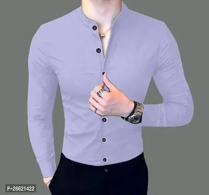 Reliable Purple Cotton Blend Long Sleeves Casual Shirt For Men