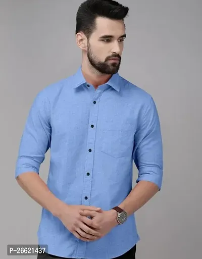 Reliable Blue Cotton Long Sleeves Casual Shirt For Men