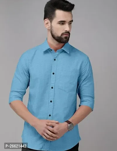 Reliable Blue Cotton Long Sleeves Casual Shirt For Men-thumb0