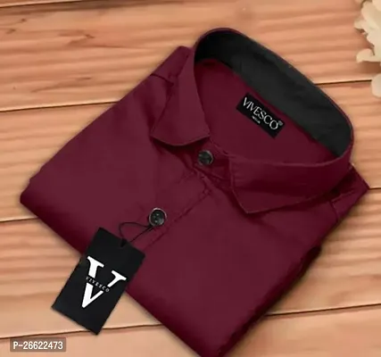 Comfortable Maroon Cotton Blend Long Sleeve Shirt For Men