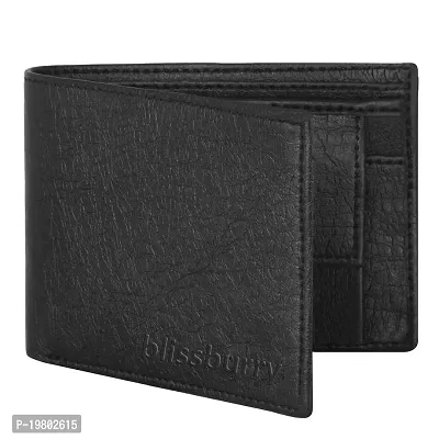 Blissburry Light Weight Leather Wallet for Men| Bi-Fold Flip Slim Purse for Men's (Dark Black)