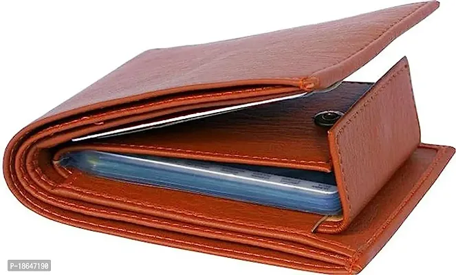Designer Tan Leather Solid Wallet For Men-thumb0