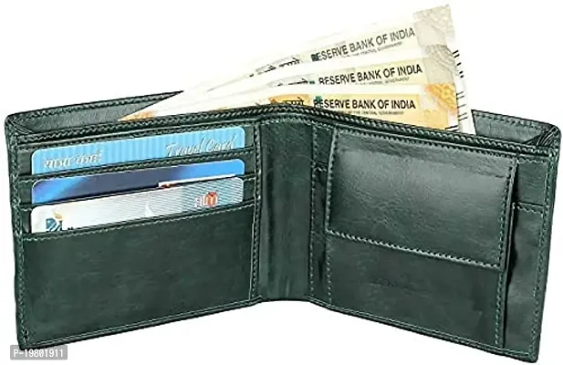 Blissburry Light Weight Leather Wallet for Men| Bi-Fold Flip Slim Purse for Men's (Green)-thumb2