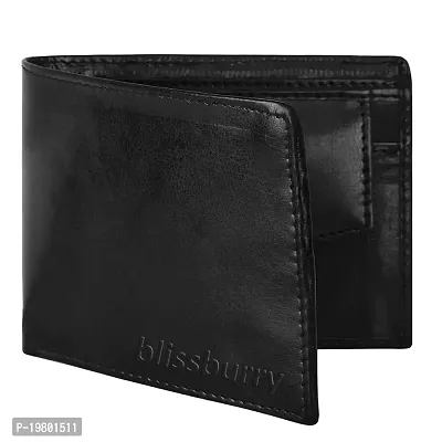 Blissburry Light Weight Leather Wallet for Men| Bi-Fold Flip Slim Purse for Men's (Black)