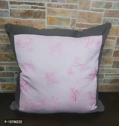 JVIN FAB Beautiful Handcrafted Cushion Square Pillow Covers Pillowcases for Sofa Bedroom, Decorative Hand Made Throw/Pillow Cushion Covers (Pink Grey)