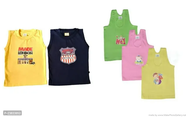 Stylish Cotton Printed Vests For Kids- Pack Of 5-thumb0