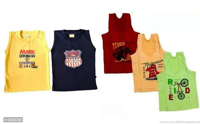 Stylish Cotton Printed Vests For Kids- Pack Of 5-thumb0