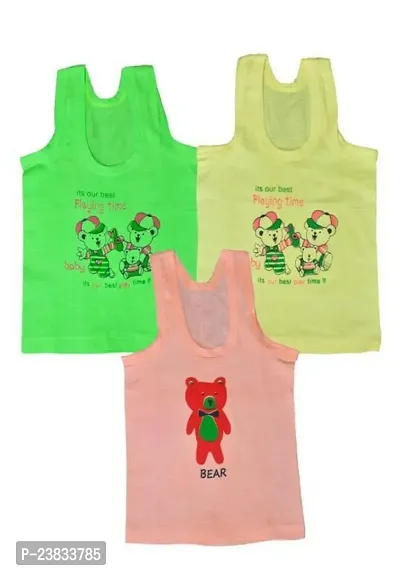 Stylish Cotton Printed Vests For Kids- Pack Of 3