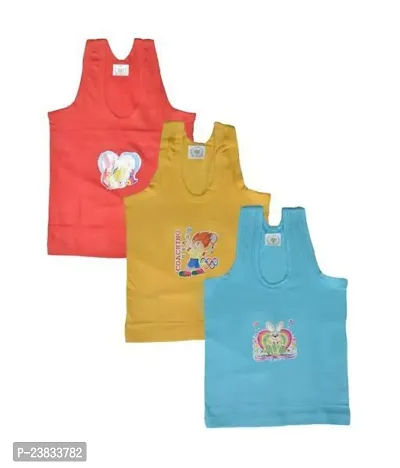 Stylish Cotton Printed Vests For Kids- Pack Of 3