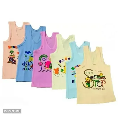 Stylish Cotton Printed Vests For Kids- Pack Of 6