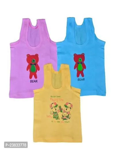 Stylish Cotton Printed Vests For Kids- Pack Of 3-thumb0