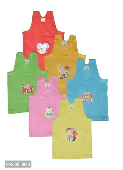 Stylish Cotton Printed Vests For Kids- Pack Of 6