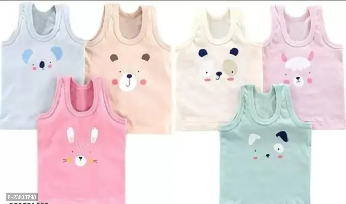 Stylish Cotton Printed Vests For Kids- Pack Of 6