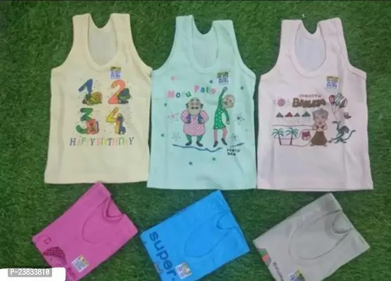 Stylish Cotton Printed Vests For Kids- Pack Of 6-thumb0