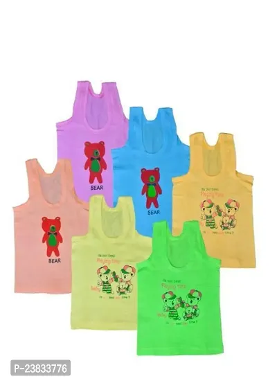 Stylish Cotton Printed Vests For Kids- Pack Of 6