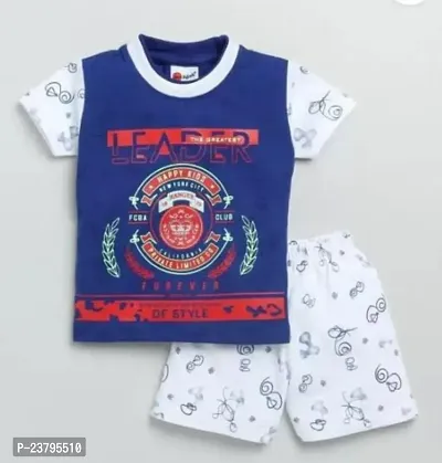 Trendy Cotton Printed Tshirt With Shorts For Baby Boys-thumb0