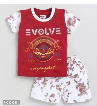 Trendy Cotton Printed Tshirt With Shorts For Baby Boys