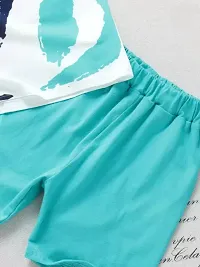 Trendy Turquoise Cotton Printed T-Shirts with Shorts For Kids-thumb3