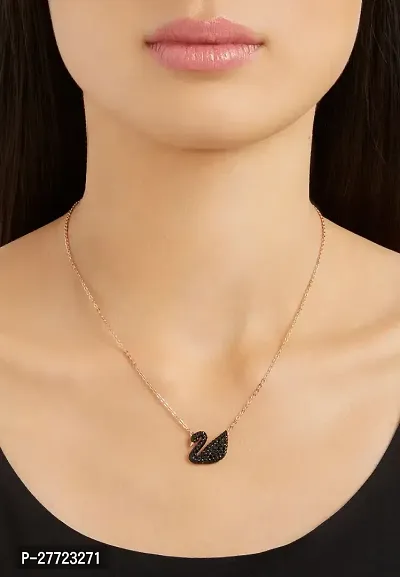 Beautiful  Black Duck Shape Daily Wear Necklace Rose Gold Chain For Women  Girls