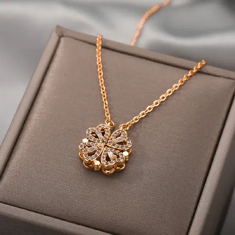 Four-leaf Clover Magnetic Pendant Heart Diamond -plated Magnetic Allure: Your Gateway to Elegance