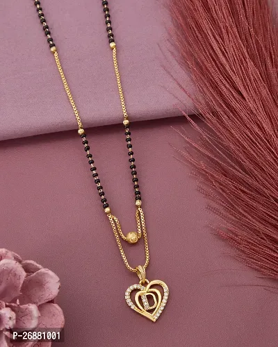 Beautiful Micro Gold Plated American Diamond Beautiful Love Heart Shape Daily wear Necklace And Manglsutra Combo for Women and Girls(PACK OF 2)-thumb2