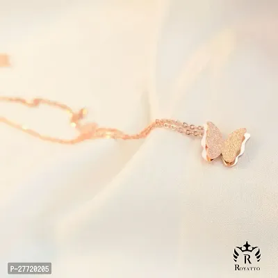 Trendy Collarbone New Butterfly Clavicle Rose Gold Stainless Steel Jewelry Exquisite Charm Cute Lady Neck Ornament Chain for women  girls