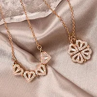 Four-leaf Clover Magnetic Pendant Heart Diamond Rose Gold -plated Unlock Luck: Exclusive Magnetic Pendant Bliss-thumb1