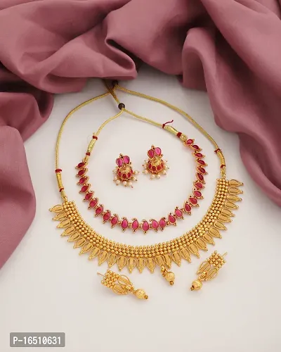 Trendy Women Copper Necklace with Earring Set