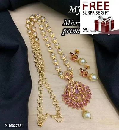 Stylish Copper Alloy Jewellery Sets With Free Gifts For Women