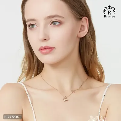 Trendy Collarbone New Butterfly Clavicle Rose Gold Stainless Steel Jewelry Exquisite Charm Cute Lady Neck Ornament Chain for women  girls