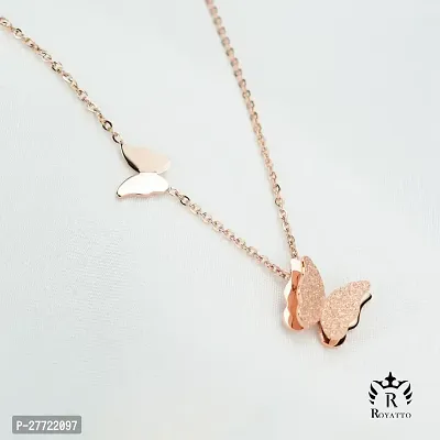 Trendy Collarbone New Butterfly Clavicle Rose Gold Stainless Steel Jewelry Exquisite Charm Cute Lady Neck Ornament Chain for women  girls