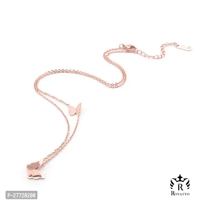 Trendy Collarbone New Butterfly Clavicle Rose Gold Stainless Steel Jewelry Exquisite Charm Cute Lady Neck Ornament Chain for women  girls-thumb0