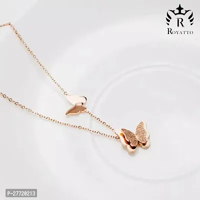 Trendy Collarbone New Butterfly Clavicle Rose Gold Stainless Steel Jewelry Exquisite Charm Cute Lady Neck Ornament Chain for women  girls-thumb0