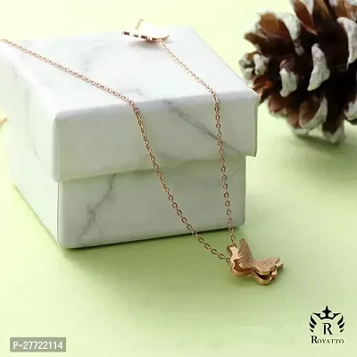 Trendy Collarbone New Butterfly Clavicle Rose Gold Stainless Steel Jewelry Exquisite Charm Cute Lady Neck Ornament Chain for women  girls