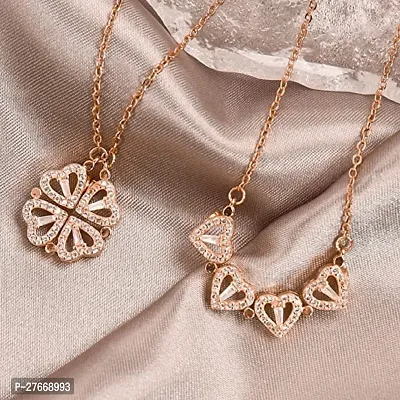 Four-leaf Clover Magnetic Pendant Heart Diamond Rose Gold -plated Style Spell: Magnetic Two-Wear Revelation