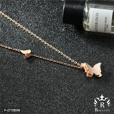 Trendy Collarbone New Butterfly Clavicle Rose Gold Stainless Steel Jewelry Exquisite Charm Cute Lady Neck Ornament Chain for women  girls-thumb0