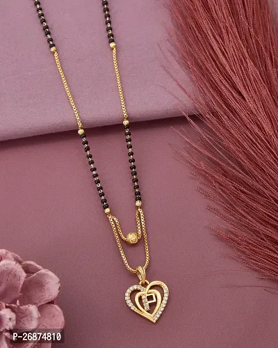 Beautiful Micro Gold Plated American Diamond Beautiful Love Heart Shape Manglsutra For Women