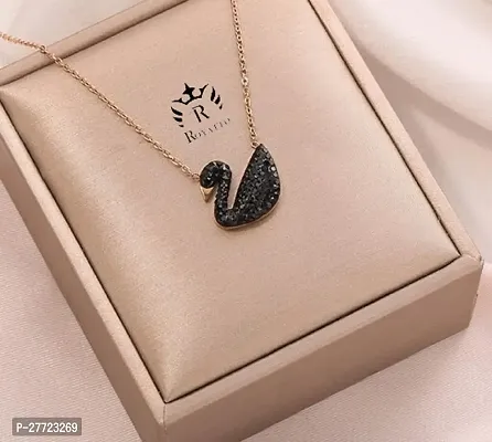 Beautiful  Black Duck Shape Daily Wear Necklace Rose Gold Chain For Women  Girls